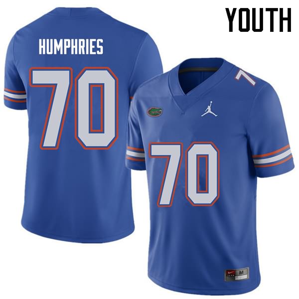 NCAA Florida Gators D.J. Humphries Youth #70 Jordan Brand Royal Stitched Authentic College Football Jersey GRW7464AH